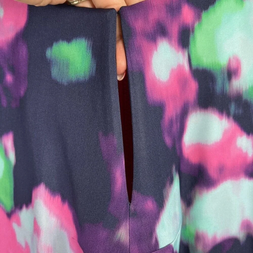Kate Spade Size 2 Keri Shift Dress Watercolor Simply Cinema Pink Blue Sleeveless